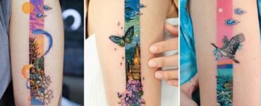 Tatuaggi verticali colorati e particolari